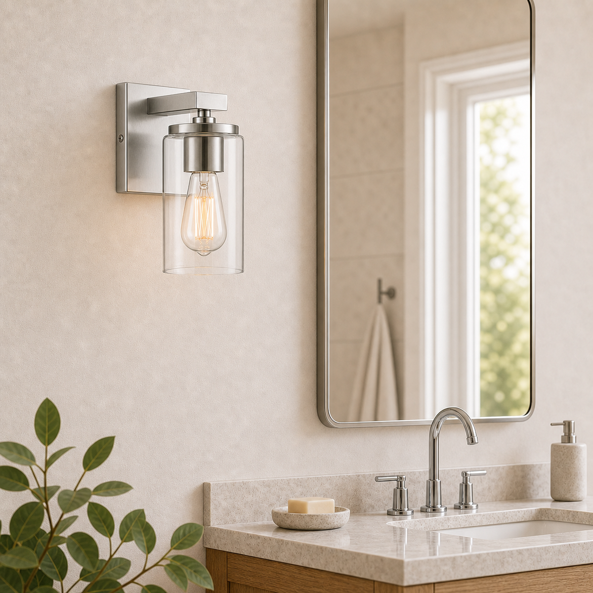Applique de salle de bain MERIDIAN - 1 lumière — Éclairage de miroir de salle de bain résistant aux éclaboussures