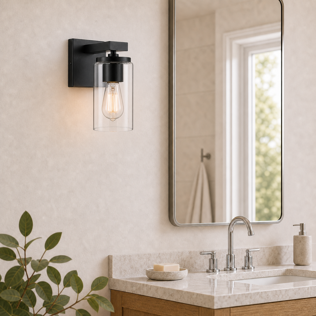 Applique de salle de bain MERIDIAN - 1 lumière — Éclairage de miroir de salle de bain résistant aux éclaboussures