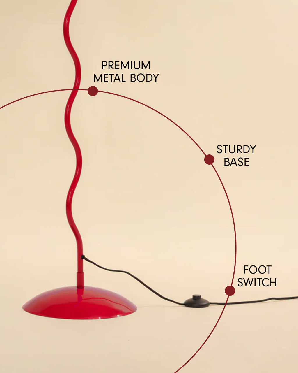 Wavy Floor Lamp - Crimson Red