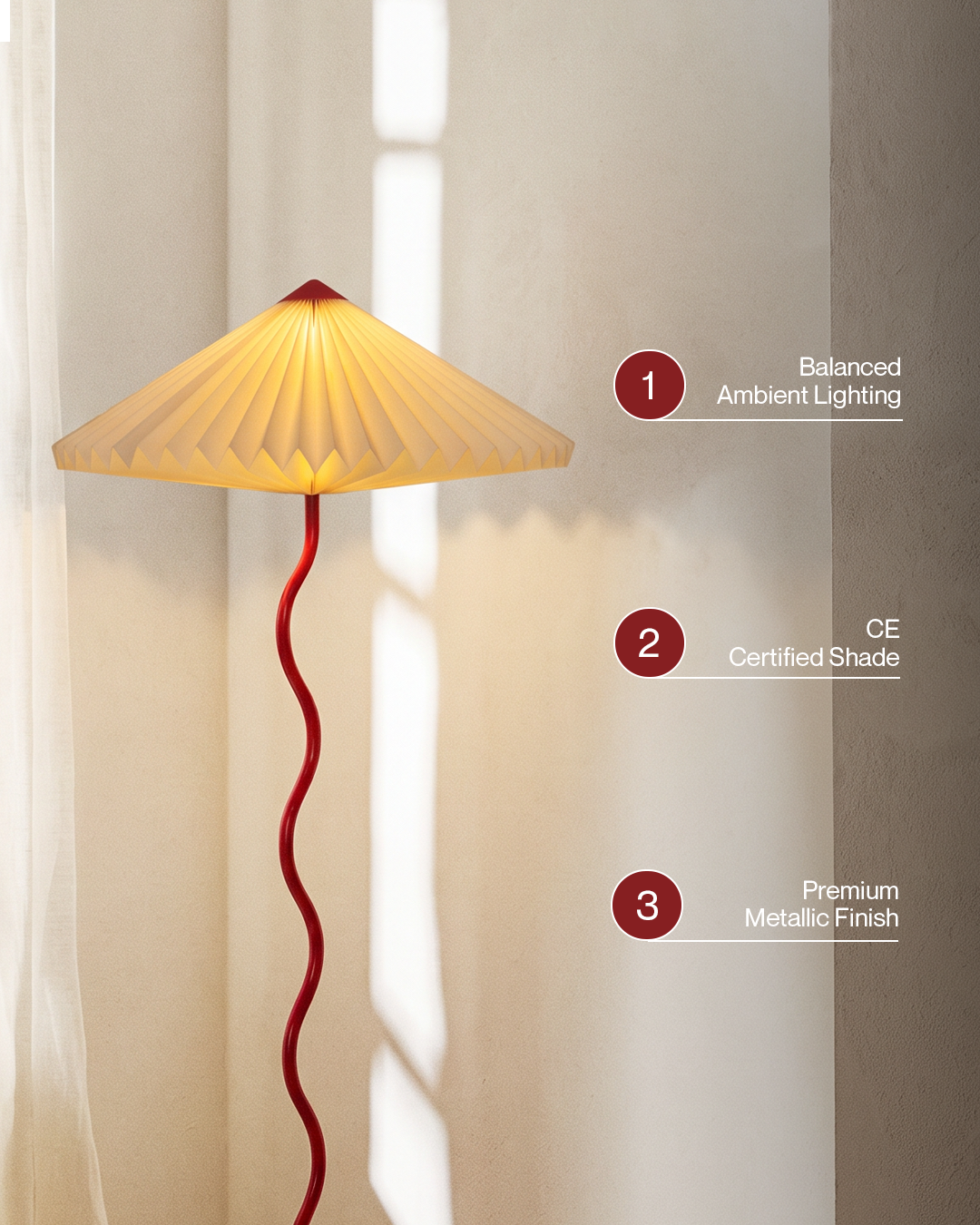 Wavy Floor Lamp - Crimson Red