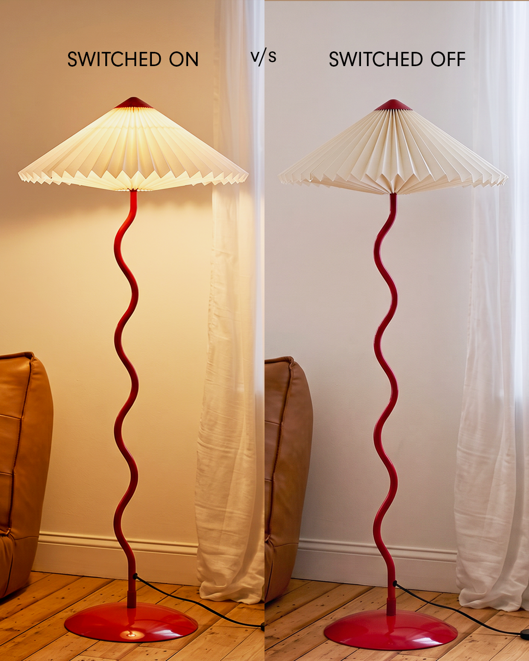 Wavy Floor Lamp - Crimson Red
