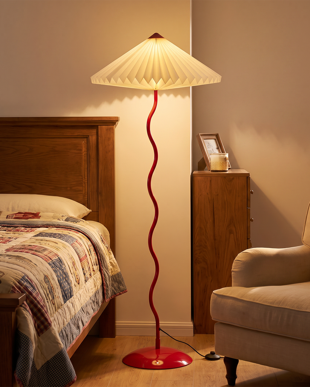 Wavy Floor Lamp - Crimson Red