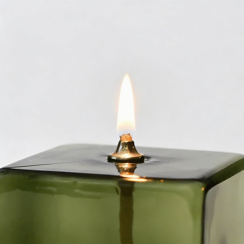 Vintage Green Square Glass Oil Lamp